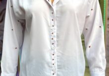 White Amazigh-Inspired Shirt with Embroidered Collar & Details